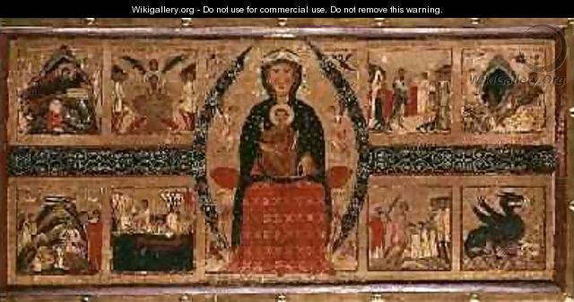 The Virgin and Child Enthroned with scenes of the Nativity and the lives of the Saints 1260 - di Magnano da Arezzo Margaritone