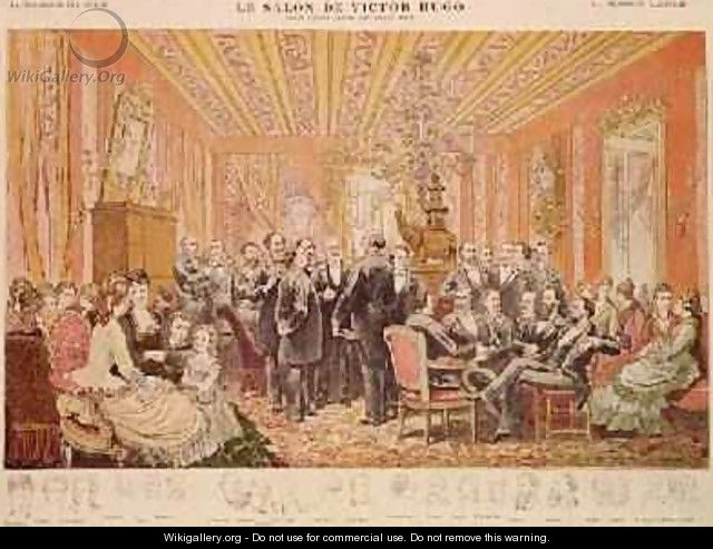 The Salon of Victor Hugo 1802-85 21 rue de Clichy illustration from La Chronique Illustree - Adrien Emmanuel Marie