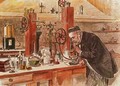 Louis Pasteur experimenting for the cure of hydrophobia in his laboratory 1885 - Adrien Emmanuel Marie