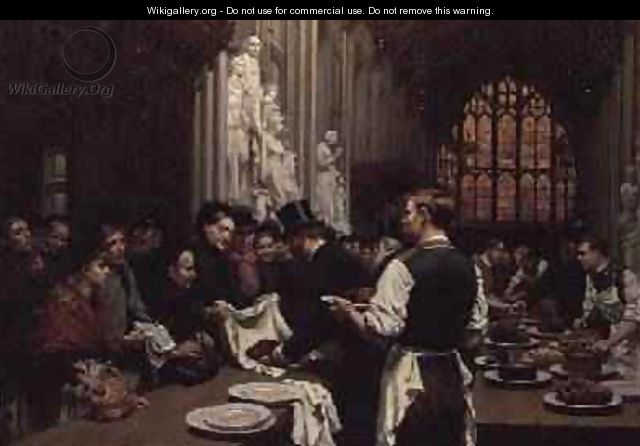 Distributing Left-overs to the Poor after the Lord Mayors Banquet at the Guildhall 1882 - Adrien Emmanuel Marie