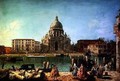 S Maria della Salute from the Rio de San Moise Venice with gentry and gondoliers in the foreground - M. & Guardi, G.A Marieschi