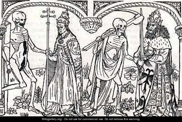 Death taking the Pope and the Emperor from the Danse Macabre - Guy Marchant