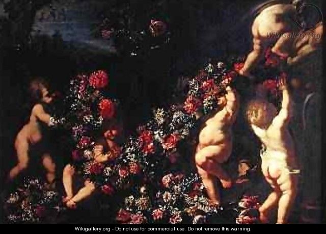 Putti Playing with Garlands of Flowers - Carlo Maratta or Maratti