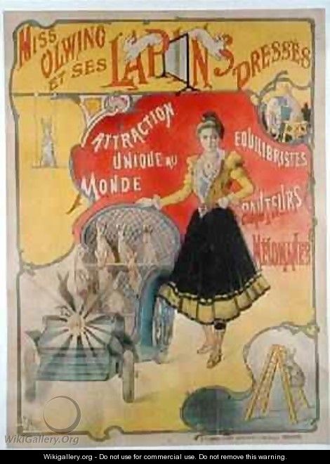 Poster advertising the show Miss Olwing and her Rabbits - Marc