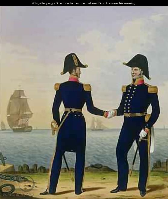 Captains plate 5 from Costume of the Royal Navy and Marines - L. and Eschauzier, St. Mansion