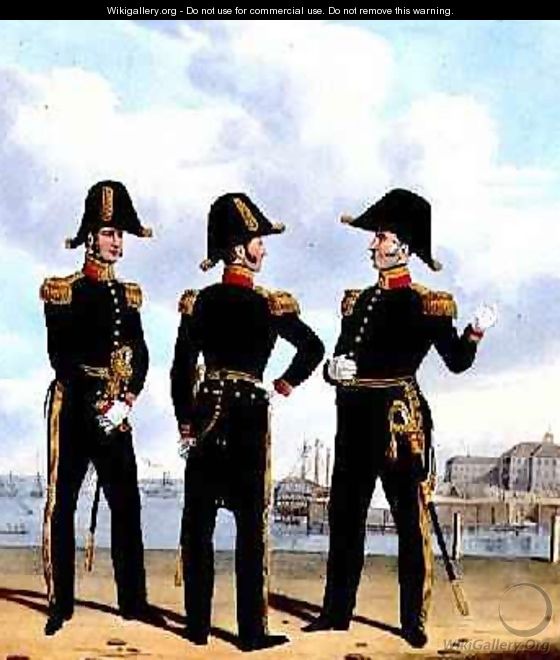 Master of the Fleet and Physicians plate 13 from Costume of the Royal Navy and Marines - L. and Eschauzier, St. Mansion