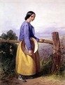 A country girl standing by a fence - William Lee