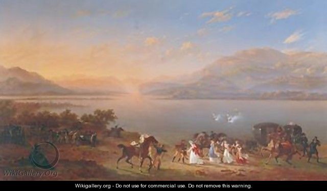 Empress Josephine 1763-1814 arriving to visit Napoleon 1769-1821 in Italy on the banks of Lake Garda - Hippolyte Lecomte