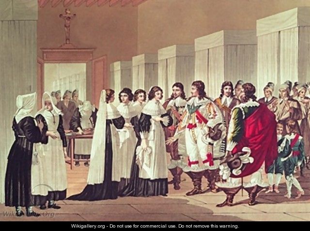 Meeting between Louis XIII 1601-43 and Marie-Louise Motier de la Fayette 1615-65 at lHotel-Dieu Paris - Hippolyte Lecomte