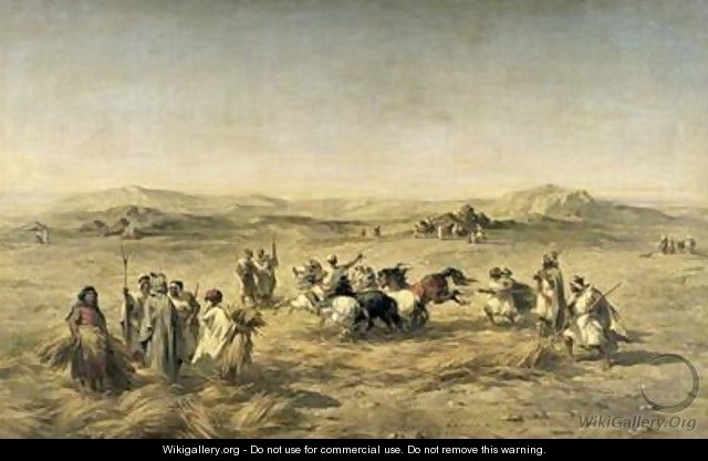 Threshing Wheat in Algeria - Adolphe Pierre Leleux