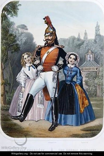 The Double Conquest caricature depicting Napoleon III in a pejorative comparison with his uncle Napoleon Bonaparte The Victorious - David Lenglet