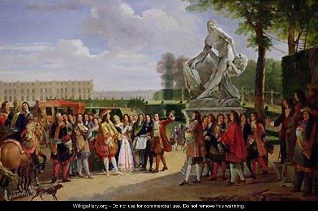 Louis XIV 1638-1715 Dedicating Pugets Milo of Crotona in the Gardens at Versailles - Anicet-Charles-Gabriel Lemonnier