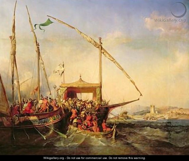 Naval Battle of Imbre in 1346 - Eugene Lepoittevin