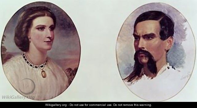 The Marriage Portrait of Richard Burton 1821-90 and Isabel Arundell 1831-96 - Louis Lesanges