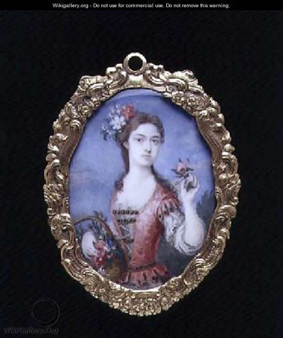 Portrait miniature of an unknown lady as Flora - Bernard III Lens