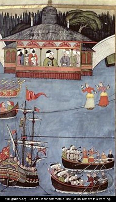 Nautical Festival before Sultan Ahmed III 1673-1736 from Surname by Vehbi - Levni