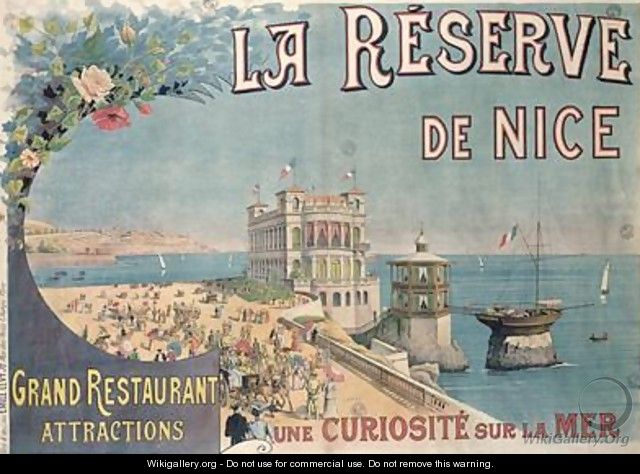 Poster advertising La Reserve restaurant Nice - E. Levy