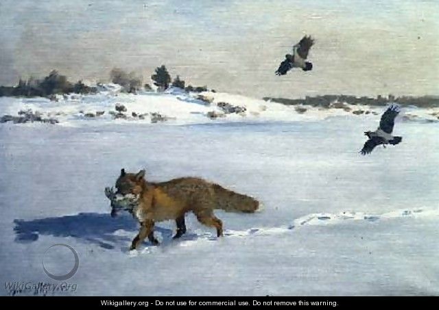 Fox in a Winter Landscape - Bruno Andreas Liljefors