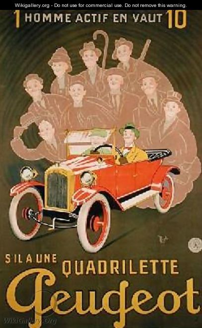 Advertisement for the Peugeot Quadrilette - Michel, called Mich Liebeaux