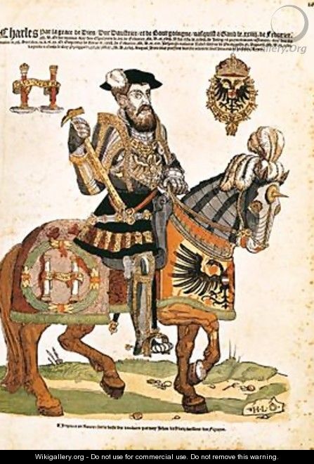 Equestrian portrait of Charles V in armour 1500-58 - Hans (the Elder) Liefrinck