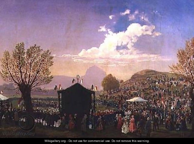 Ferdinand Joseph 8th Prince Lobkowicz and his Miners at a Religious Ceremony near Bilinia 1848 - A. Liehm