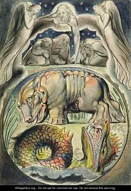 Behemoth and Leviathan after William Blake - John Linnell