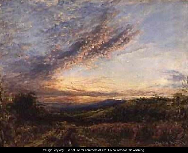 Sunset over a Moorland Landscape - John Linnell