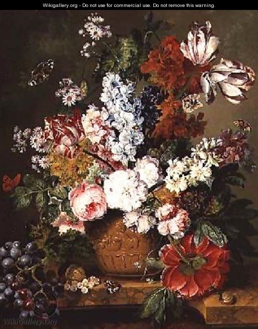Fruit and Flowers on a Marble Ledge 1812 - Johannes or Jacobus Linthorst