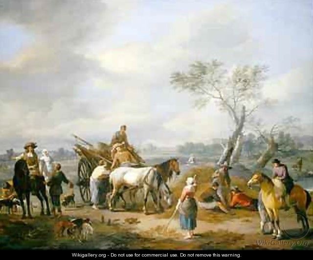 Travellers asking the way from a Group of Farm Workers - Johannes Lingelbach