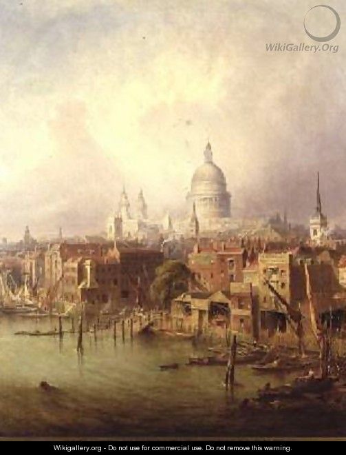Queenhithe - St Pauls in the distance 1860 - F. Lloyds