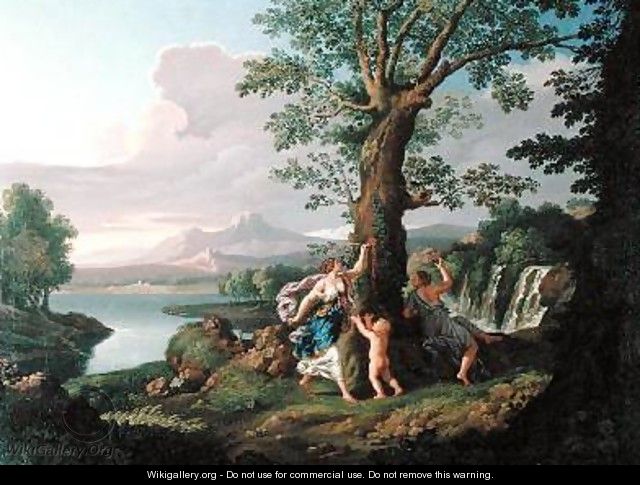River Landscape with a Nymph Plucking a Branch from a Bleeding Tree - Andrea Locatelli