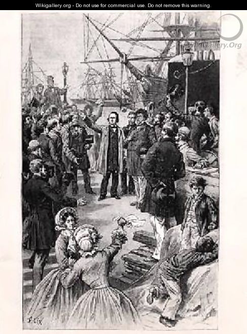 Victor Hugo 1802-85 saying goodbye to his friends and supporters in Antwerp on 1st August 1852 - Frederic Lix