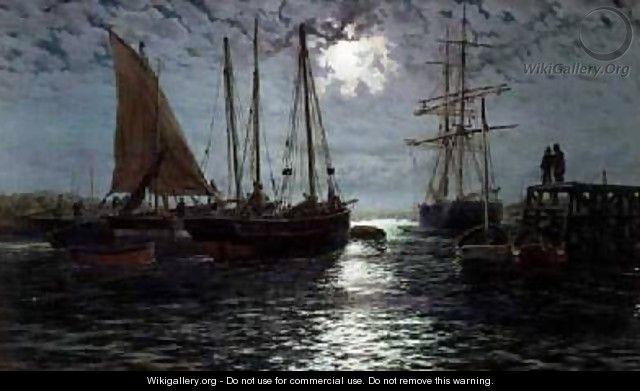 A Moonlit Harbour - Thomas Rose Miles