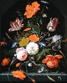 Still life of flowers in a glass vase - Abraham Mignon
