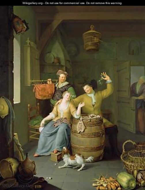 Interior with a couple celebrating - Frans van Mieris