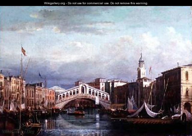 View of the Rialto Bridge in Venice - Giovanni Migliara