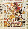 Facsimile copy of a page of the Borgia codex depicting Death and Life gods placed side by side - Mixtec