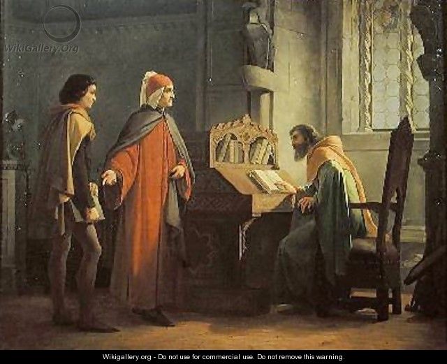 Dante 1265-1321 presenting Giotto 1266-1337 to Guido da Polenta - Giovanni Mochi