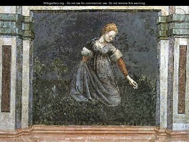Woman collecting herbs in the country after Giotto1450 - Nicolo & Stefano da Ferrara Miretto