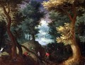 Woodland Scene with a Stag Hunt - Anton Mirou