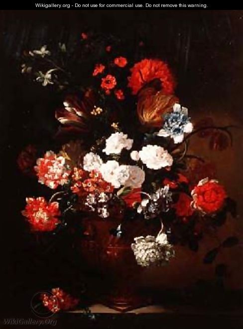 Still Life of Carnations Tulips Peonies and Other Flowers - Jean-Baptiste Monnoyer