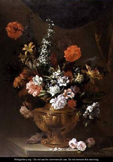 Flowers in a Sculptured Vase - Jean-Baptiste Monnoyer