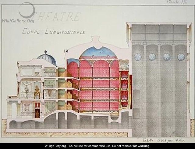 Cross section of a Theatre plate IX from a folio of designs 1870 - H. Monnot