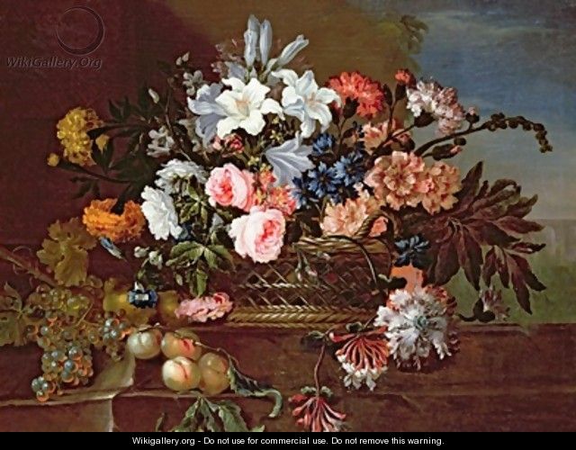 Still Life of Flowers in a Basket - Antoine (Baptiste M.) Monnoyer