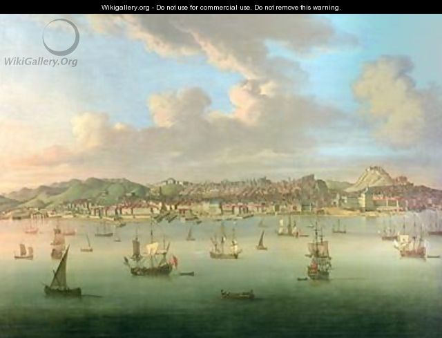 The British Fleet Sailing into Lisbon Harbour 1735 - Peter Monamy