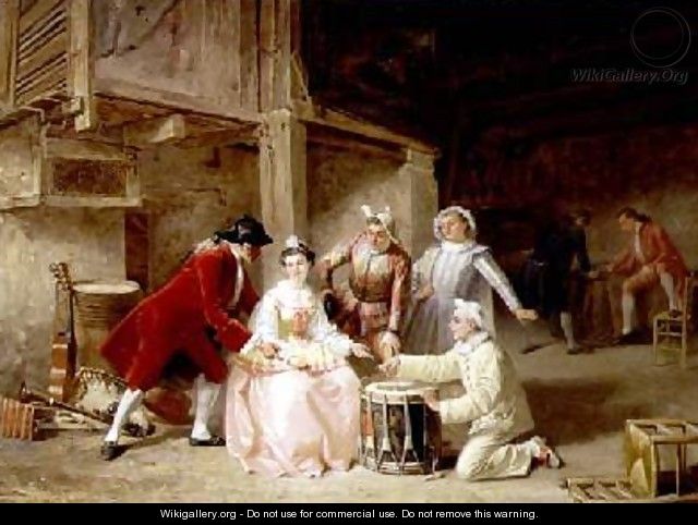 Group of musician actors gambling - Adolphe Francois Monfallet