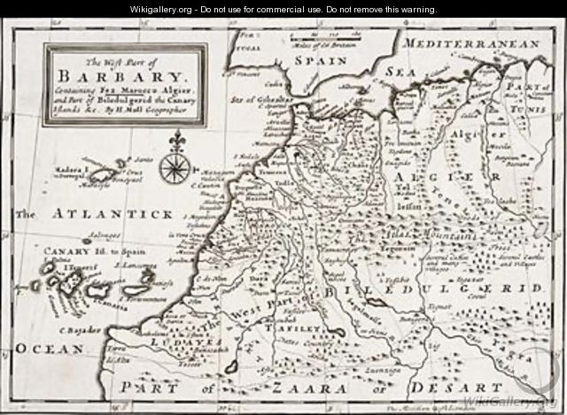 Map of The West Part of Barbary 1720 - Hermann Moll