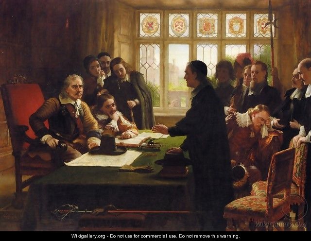 Oliver Cromwell and His Secretary John Milton, Receiving a Deputation Seeking Aid for the Swiss Protestants - Charles West Cope