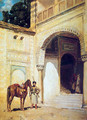 Rider at the entrance of a house - Alberto Pasini