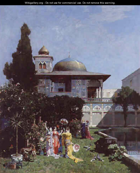 A corner of the garden in the harem - Alberto Pasini
